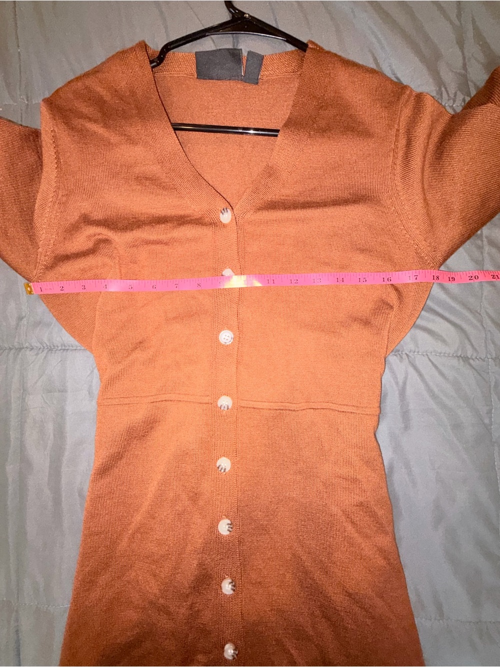 NWTNina Leonard Chestnut Brown Button Front Sweater Knit Midi Dress w/ Tie Belt - Picture 5 of 9